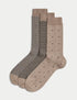 3pk Geometric Egyptian Cotton Rich Socks